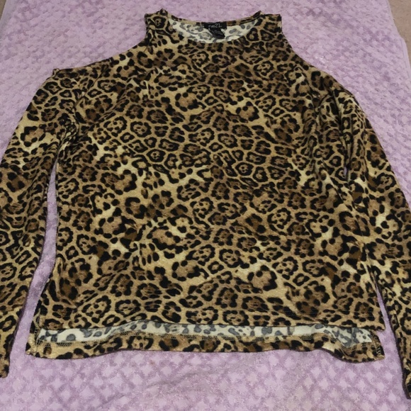 Girls Night Out Warm Felt Sexy Leopard Print Cheetah Long Sleeves thermal Top - Picture 6 of 16